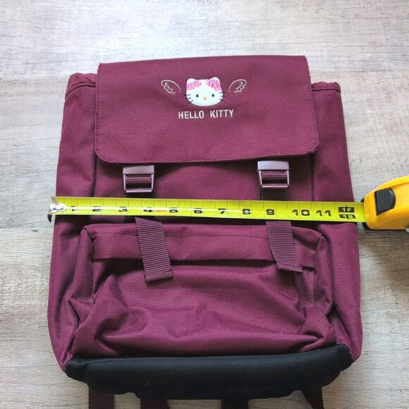 Vintage Hello Kitty Angel Wing Sanrio Embroidered Canvas Mini Backpack Maroon main image 6